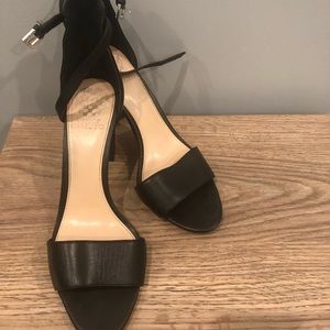 Black strappy block heels